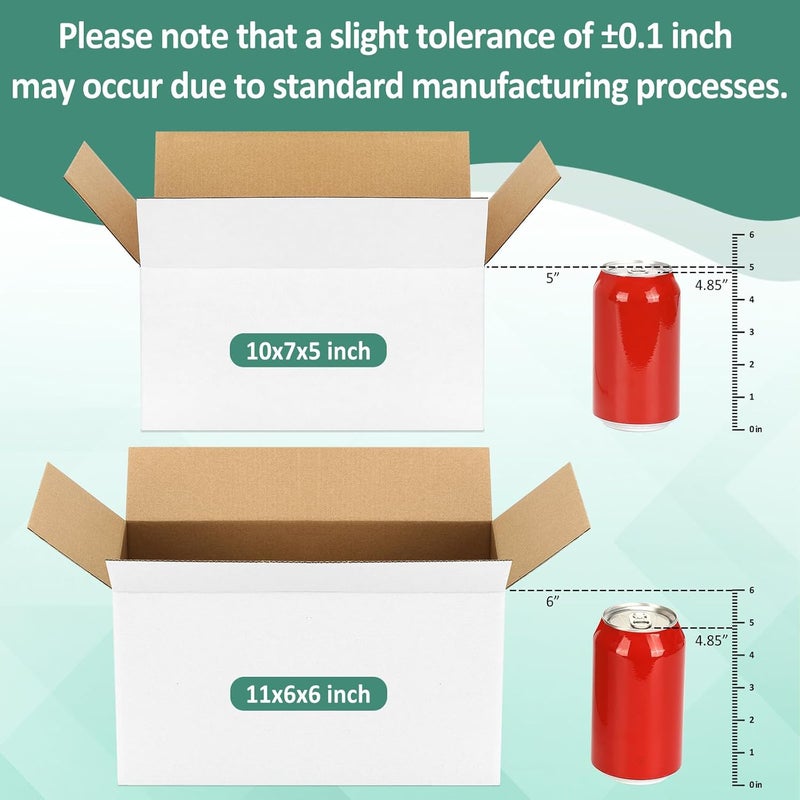Eupako 30 Pack Small Shipping Boxes Assorted Sizes, 10x7x5 & 11x6x6 15 PCS Each Small Boxes, White Corrugated Box Mailers, Cardboard Boxes for Packaging Small Business, Mailing - Image 3